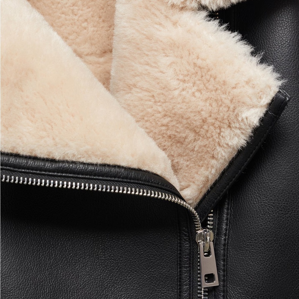 🖤 mango faux shearling-lined biker jacket 🖤
✨ size xs | new with tags ✨ - Picture 7 of 8